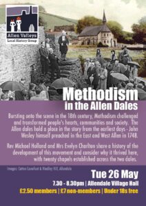 Allen Valleys Local History Group - talk starts at 7.30pm Methodism in the Allen Dales @ main hall, small hall and kitchen