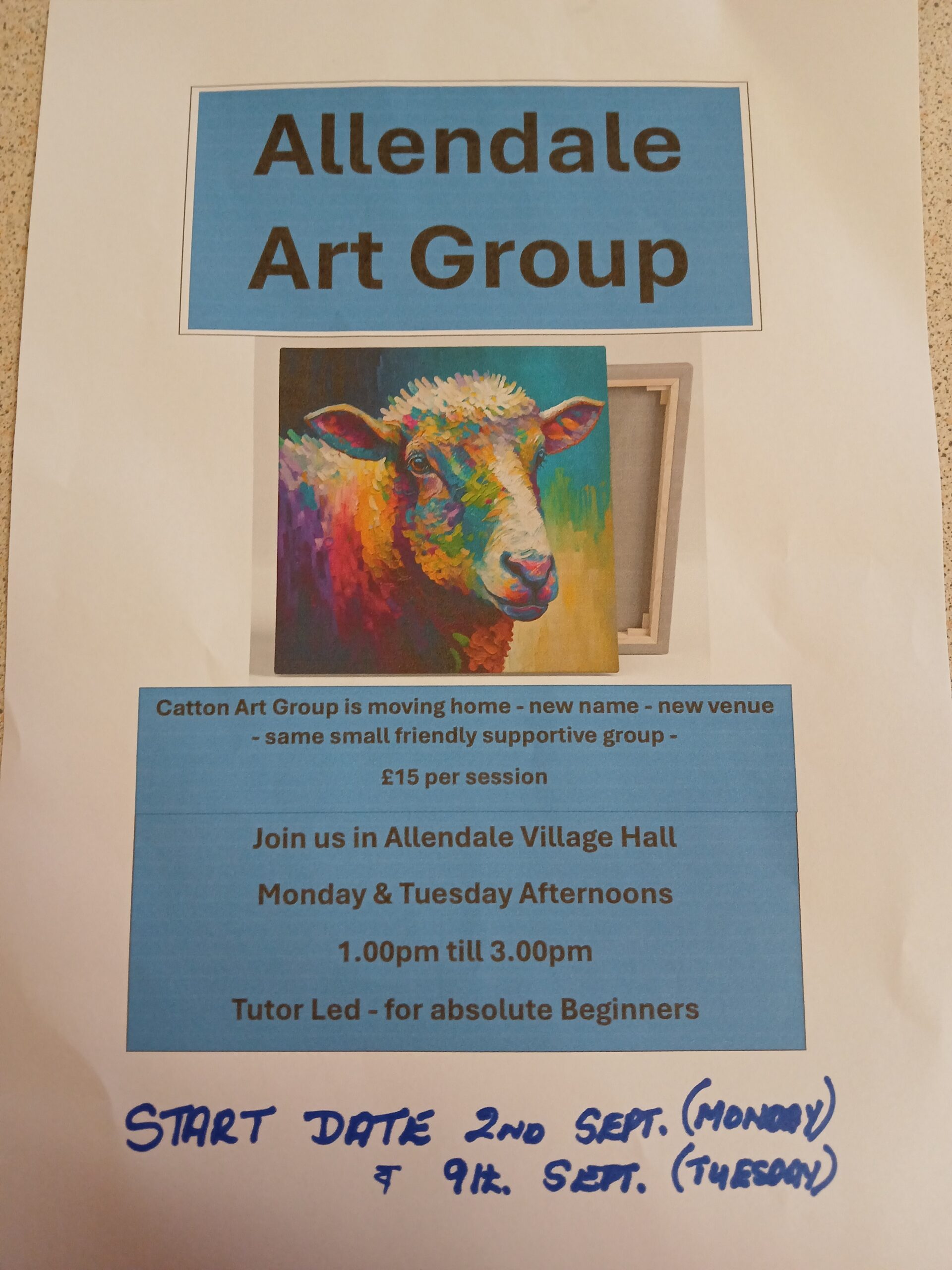 Allendale Art Club with Sandie Craig @ Small hall and kitchen