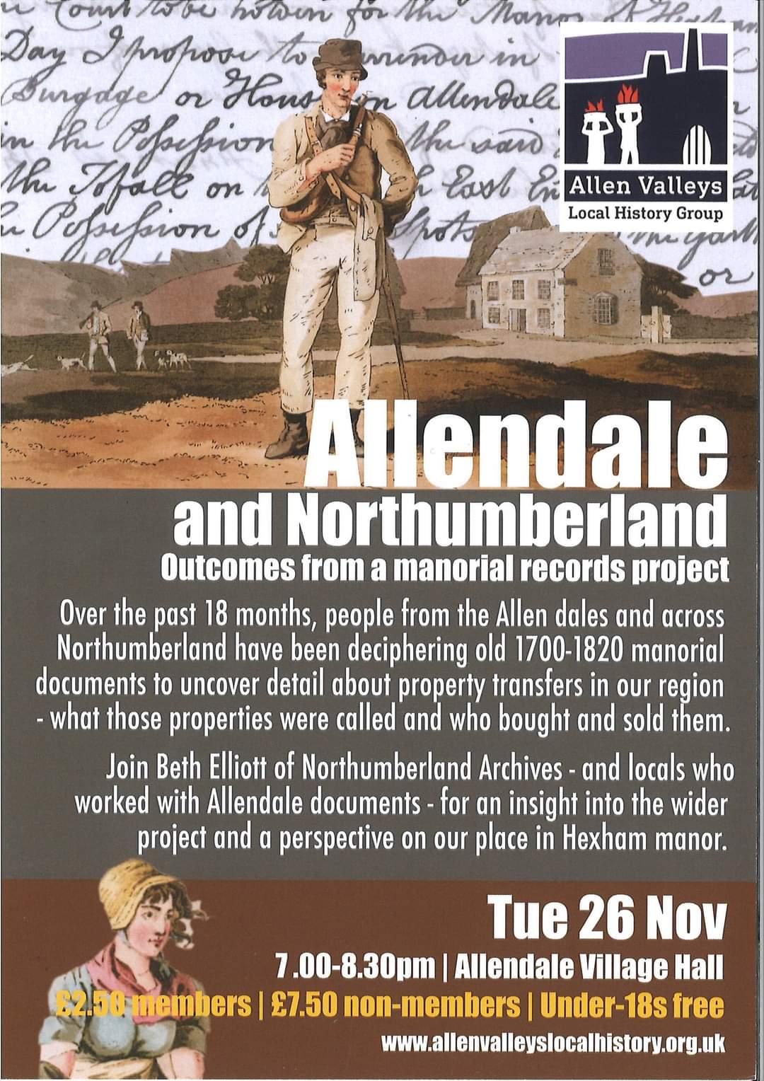 Allen Valleys Local History Group- 'Manorial Records of Northumberland and Allendale' @ Main Hall, Small Hall,Kitchen