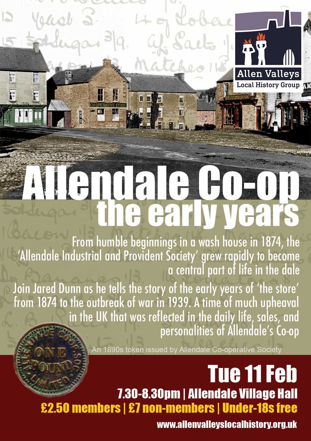 Allen Valleys Local History group - 'Allendale's Cooperative Store the First 70 years @ Main Hall, Small Hall,Kitchen